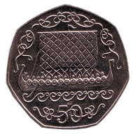 Монета 50 пенсов. 1982 год, Остров Мэн. Ладья викингов. Монета 50 пенсов. 1982 год, Остров Мэн. Ладья викингов.