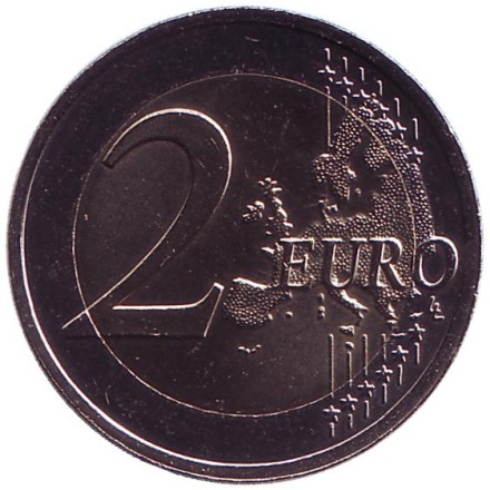 Монета 2 евро. 2016 год, Латвия. Корова.