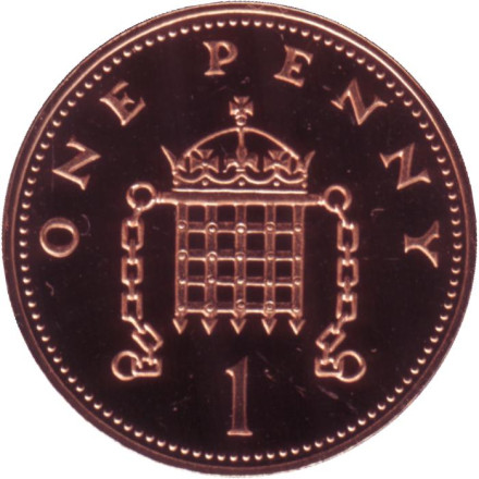 Монета 1 пенни. 1987 год, Великобритания. Proof.
