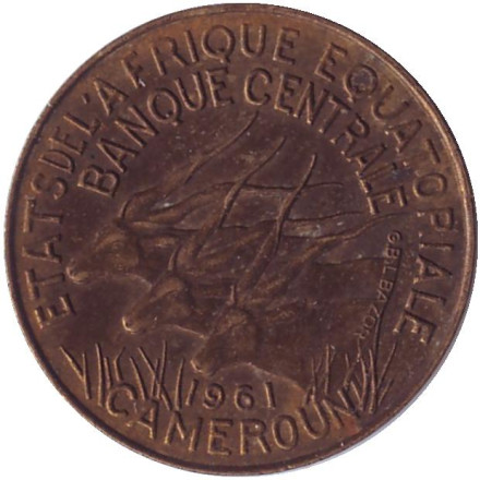 Монета 5 франков. 1961 год, Камерун