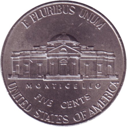 Монета 5 центов. 2015 год (D), США. Монтичелло.