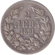 Монета 2 лева. 1891 год, Болгария. Монета 2 лева. 1891 год, Болгария.