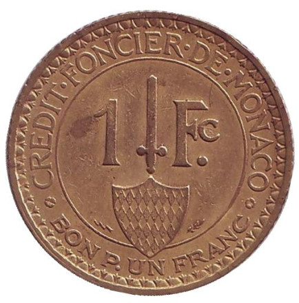 Монако 1 франк. 1926 год, Монако.