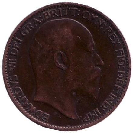 Монета 1 фартинг. 1903 год, Великобритания.