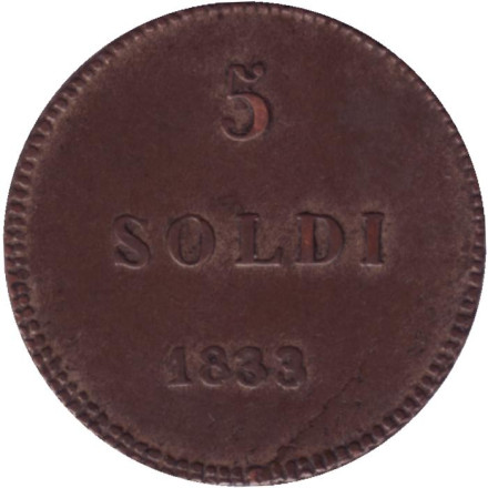 Монета 5 сольдо. 1833 год, Герцогство Лукка.