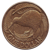 Киви (птица). Монета 1 доллар. 2005 год, Новая Зеландия.