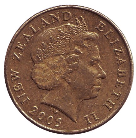 Монета 1 доллар. 2005 год, Новая Зеландия. Киви (птица). Монета 1 доллар. 2005 год, Новая Зеландия. Киви (птица).