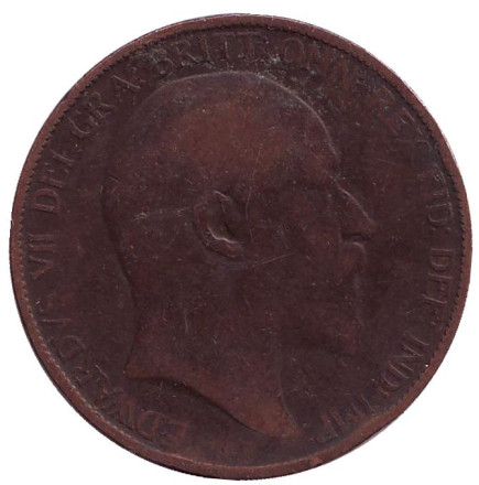 Монета 1 пенни. 1902 год, Великобритания. Монета 1 пенни. 1902 год, Великобритания.