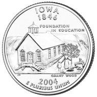 Монета 25 центов (P). 2004 год, США. Айова. Штат № 29. Монета 25 центов (P). 2004 год, США. Айова. Штат № 29.