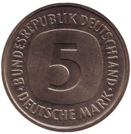 Монета 5 марок. 1977 год (F), ФРГ. Монета 5 марок. 1977 год (F), ФРГ.
