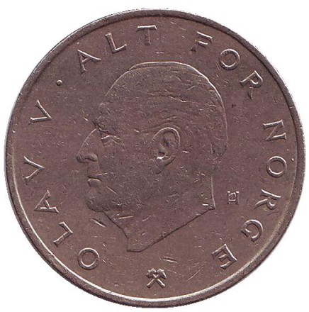 Монета 1 крона. 1974 год, Норвегия. Корона.