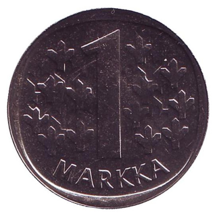 Монета 1 марка. 1992 год, Финляндия. UNC.