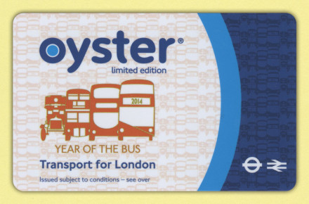 Транспортная карта Ойэстер. 2014 год. Великобритания, Лондон. Год автобуса.