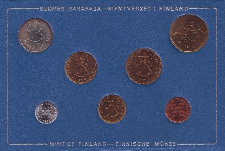 Набор монет Финляндии (7 шт), 1975 год, Финляндия. (в банковской упаковке) Набор монет Финляндии (7 шт), 1975 год, Финляндия. (в банковской упаковке)