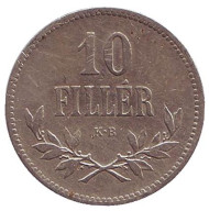 Монета 10 филлеров. 1915 год, Австро-Венгерская империя. Венгерский тип. Монета 10 филлеров. 1915 год, Австро-Венгерская империя. Венгерский тип.