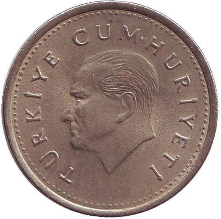 Монета 1000 лир. 1991 год, Турция.
