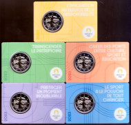 Набор из 5 монет номиналом 2 евро в коинкартах. 2023 год, Франция. XXXIII летние Олимпийские игры, Париж 2024. Набор из 5 монет номиналом 2 евро в коинкартах. 2023 год, Франция. XXXIII летние Олимпийские игры, Париж 2024.