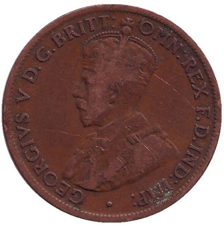 Монета 1/2 пенни. 1921 год, Австралия.