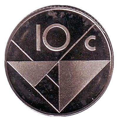 Монета 10 центов. 1986 год, Аруба. UNC.