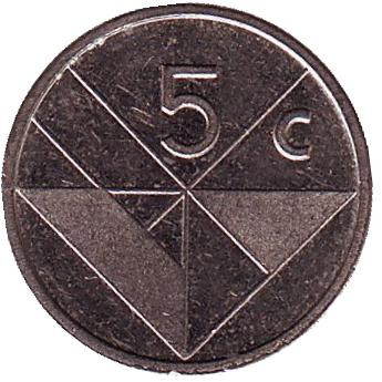 Монета 5 центов. 1990 год, Аруба.