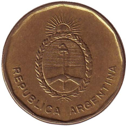 Монета 10 сентаво. 1987 год, Аргентина. Монета 10 сентаво. 1987 год, Аргентина.