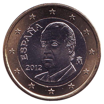 Монета 1 евро. 2012 год, Испания.