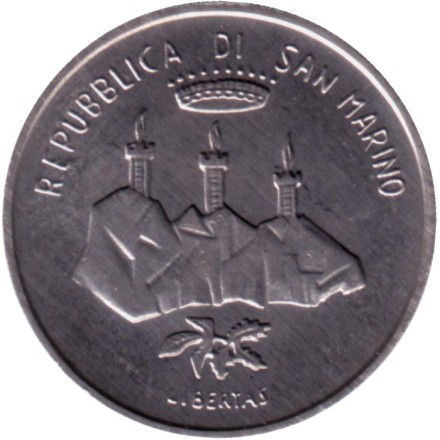 Монета 10 лир. 1986 год, Сан-Марино. Радиоастрономия.