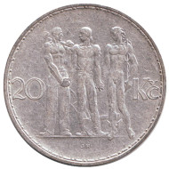 Монета 20 крон. 1933 год, Чехословакия. Промышленность, сельское хозяйство, торговля. Монета 20 крон. 1933 год, Чехословакия. Промышленность, сельское хозяйство, торговля.