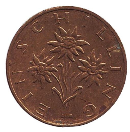 Монета 1 шиллинг. 1977 год, Австрия. Эдельвейс.