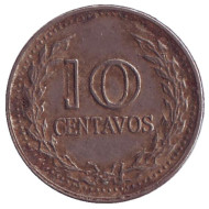 Монета 10 сентаво. 1972 год, Колумбия. Монета 10 сентаво. 1972 год, Колумбия.