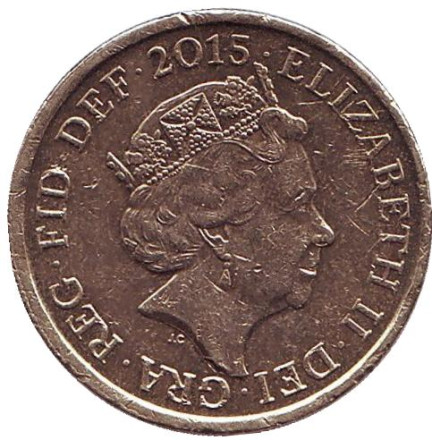 Монета 1 фунт. 2015 год, Великобритания. Королевский герб Великобритании.