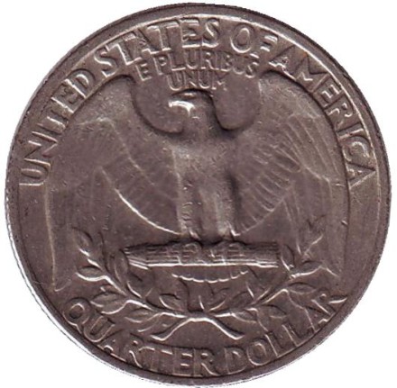Монета 25 центов. 1972 год, США. Вашингтон. Монета 25 центов. 1972 год, США. Вашингтон.