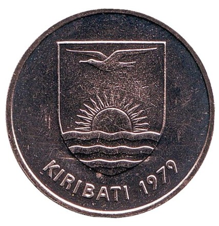 Монета 20 центов. 1979 год, Кирибати. Дельфины. Монета 20 центов. 1979 год, Кирибати. Дельфины.