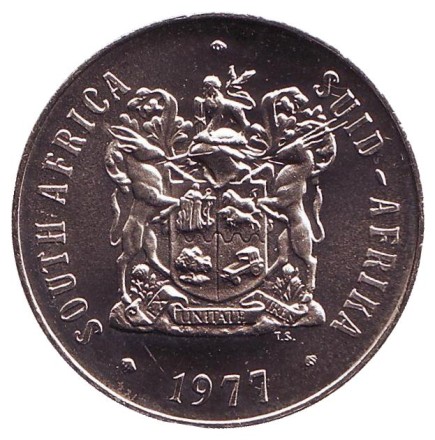 Монета 50 центов. 1977 год, ЮАР. Proof. Цветы. Монета 50 центов. 1977 год, ЮАР. Proof. Цветы.