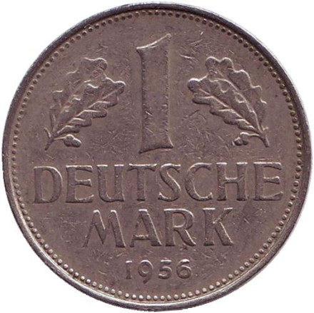 Монета 1 марка. 1956 год (G), ФРГ.