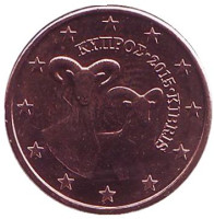 Монета 1 цент. 2015 год, Кипр.