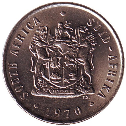 Монета 10 центов. 1970 год, Южная Африка. Алоэ.
