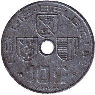 Монета 10 сантимов. 1941 год, Бельгия (Belgie-Blgique). Монета 10 сантимов. 1941 год, Бельгия (Belgie-Blgique).