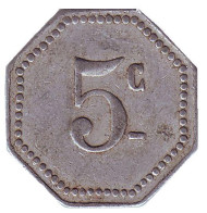 Монета 5 сантимов, Франция. Токен города Малакоф (Malakoff).