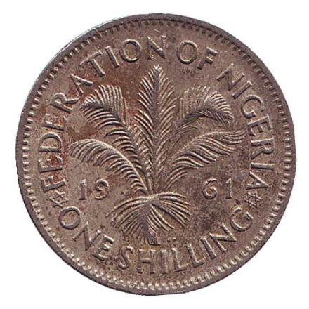 Монета 1 шиллинг. 1961 год, Британская Нигерия. Состояние - F.