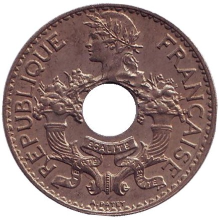 Монета 5 сантимов. 1939 год, Французский Индокитай. XF.