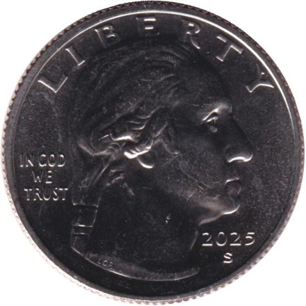 Монета 25 центов. 2025 год (S), США. Доктор Вера Рубин. Серия "Американские женщины". Монета 25 центов. 2025 год (S), США. Доктор Вера Рубин. Серия "Американские женщины".