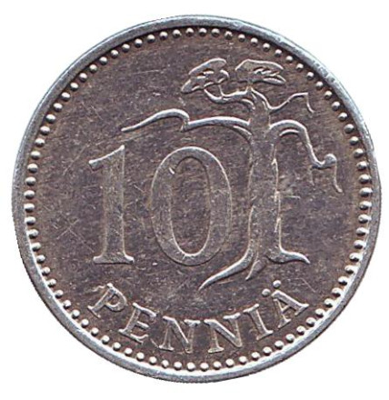 Монета 10 пенни. 1983 год, Финляндия. (K)