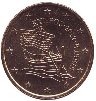 Монета 10 центов. 2012 год, Кипр. Монета 10 центов. 2012 год, Кипр.