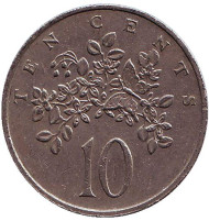 Монета 10 центов. 1985 год, Ямайка. Монета 10 центов. 1985 год, Ямайка.