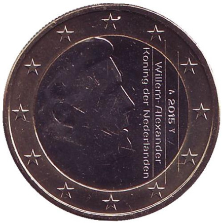Монета 1 евро. 2015 год, Нидерланды.