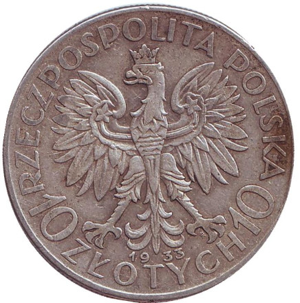 Монета 10 злотых. 1933 год, Польша. Ядвига.
