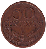 Монета 50 сентаво. 1972 год, Португалия. Монета 50 сентаво. 1972 год, Португалия.