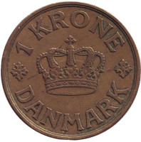 Монета 1 крона. 1939 год, Дания.