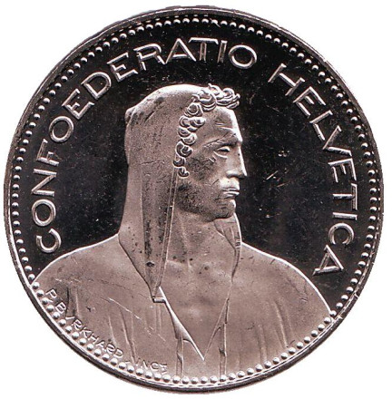 Монета 5 франков. 2015 год, Швейцария. UNC. Вильгельм Телль.